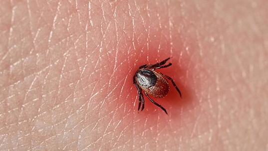 tick crawling into human skin