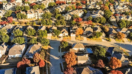 aerial view of homes in dallas texas